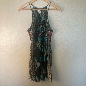 Elan Bohemian Southwest Tribal Pattern Print Festival Romper Dress Women’s Small